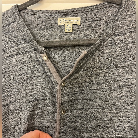 J CREW LONG SLEEVE KNIT HENLEY SHIRT Heather Gray METAL BUTTONS-slim XL - Picture 2 of 4